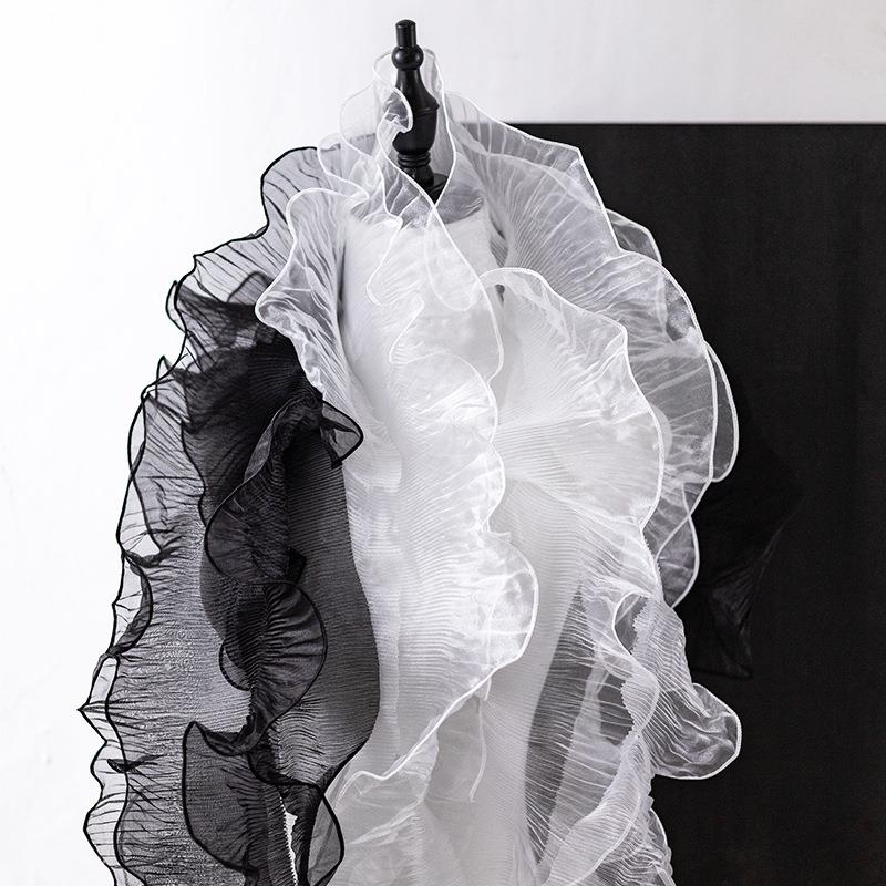 人鱼彩色网纱蕾丝花边服装辅料diy装饰领口袖子裙摆边布艺 宽12CM