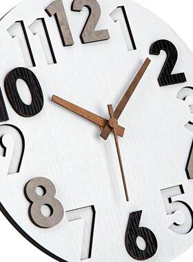 性MD双层挂钟音家用现代钟表圆形客厅静卧室简约个F电池MDF08时尚