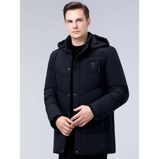 羽棉绒 连帽外套爸爸冬装 中士老年棉衣男棉袄加绒8858 F加中长厚款