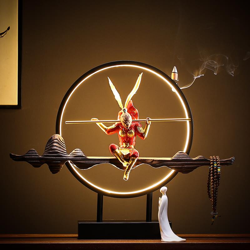 正品新中式灯齐天圈大斗战胜佛孙悟空禅意摆件办公室流香玄倒关圣
