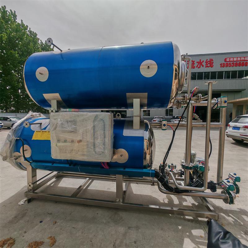 不锈钢罐头杀菌锅双锅并联水浴式核桃奶八宝粥灭菌机器电加热