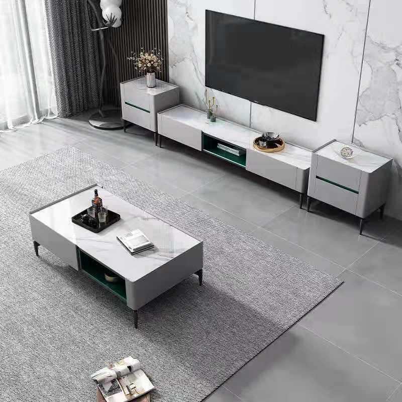 意式轻奢岩板茶几电视柜小户型现代简约客厅茶几地柜套装组合家具