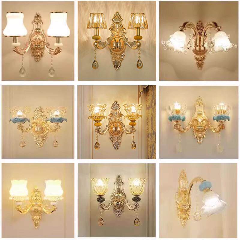 欧式壁灯全光谱卧室床头灯客厅背景墙壁灯饰楼梯灯led单双头灯具
