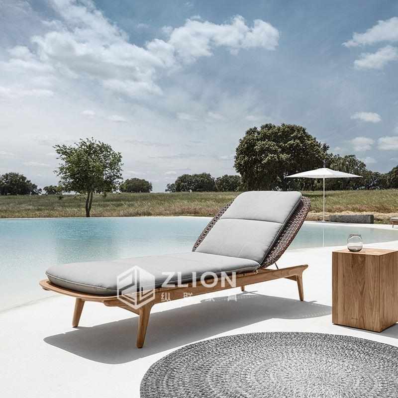 新款直销户外实木藤编沙发庭院花园桌椅阳台简约单人沙发摇椅藤制