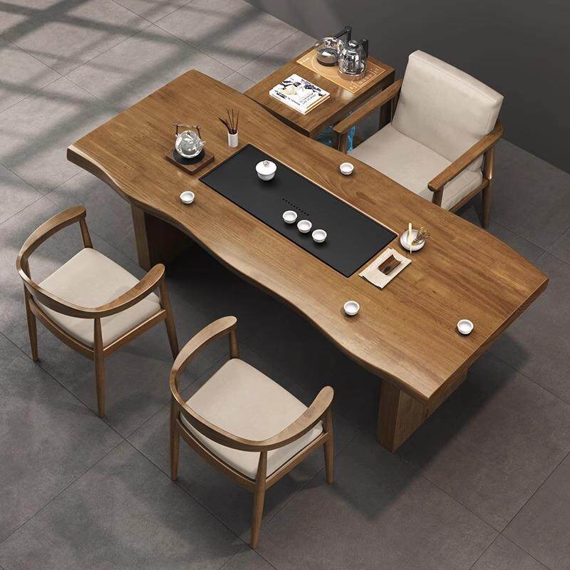 新中式实木茶桌椅组合客厅现代简约泡茶桌家用办公室原木大板茶台