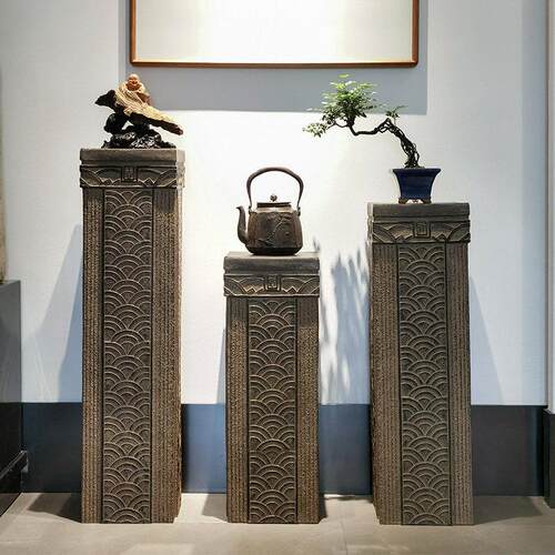 中式彷石柱底座展示柱覆古盆景底架户外庭院花架装饰客厅落地摆件