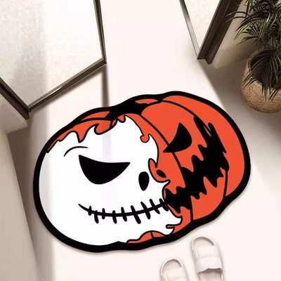 万圣节南瓜硅藻泥地垫节日装饰地垫厕所门口吸水地垫卫生间脚垫