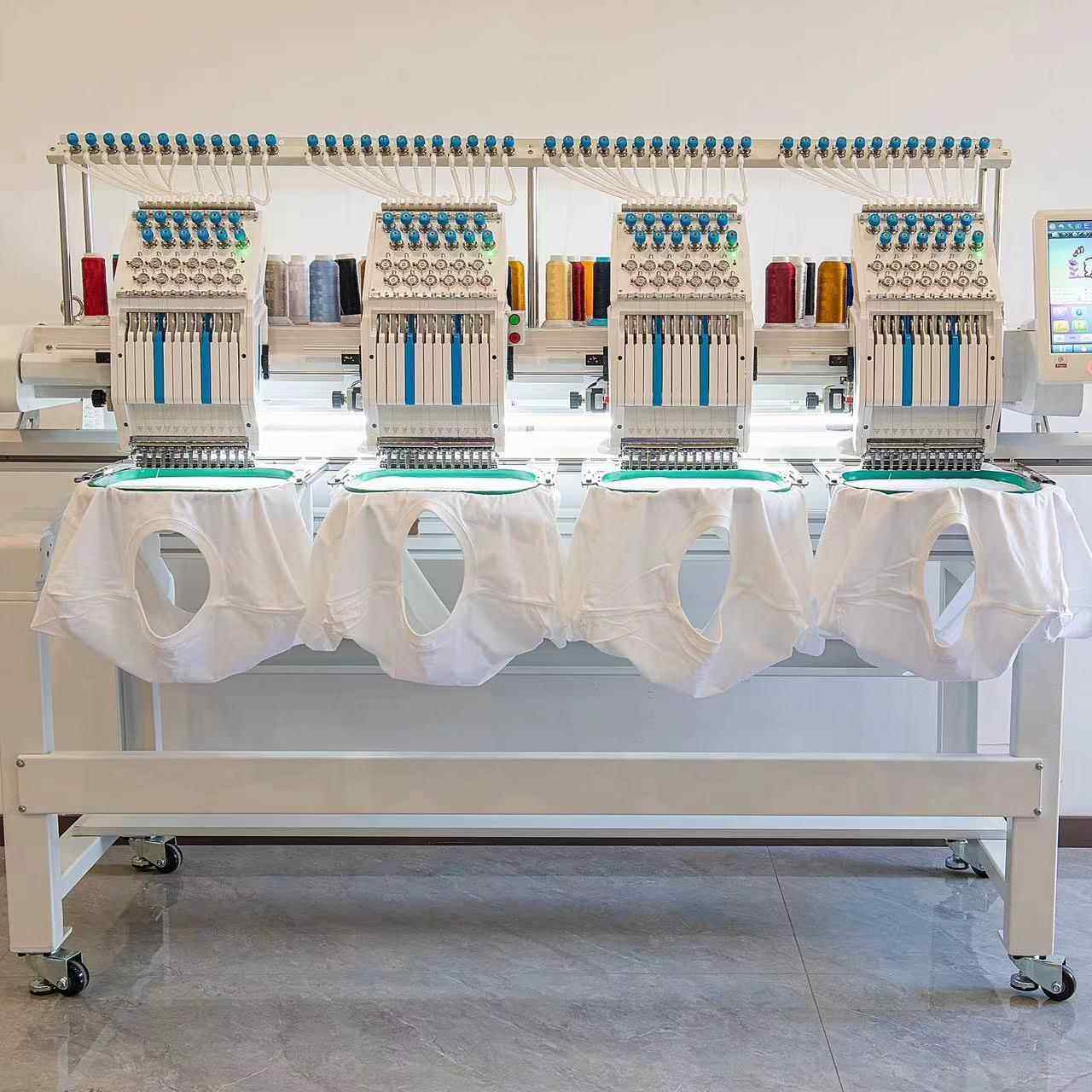 4头电脑绣花机成衣帽子个性化多头刺绣机高速四头电脑绣花机