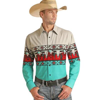 2025 Classic Western style men's shirt striped casual