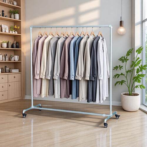 服装展示架陈列挂衣架直播间带轮水管晾衣杆移动落地式摆摊龙门架