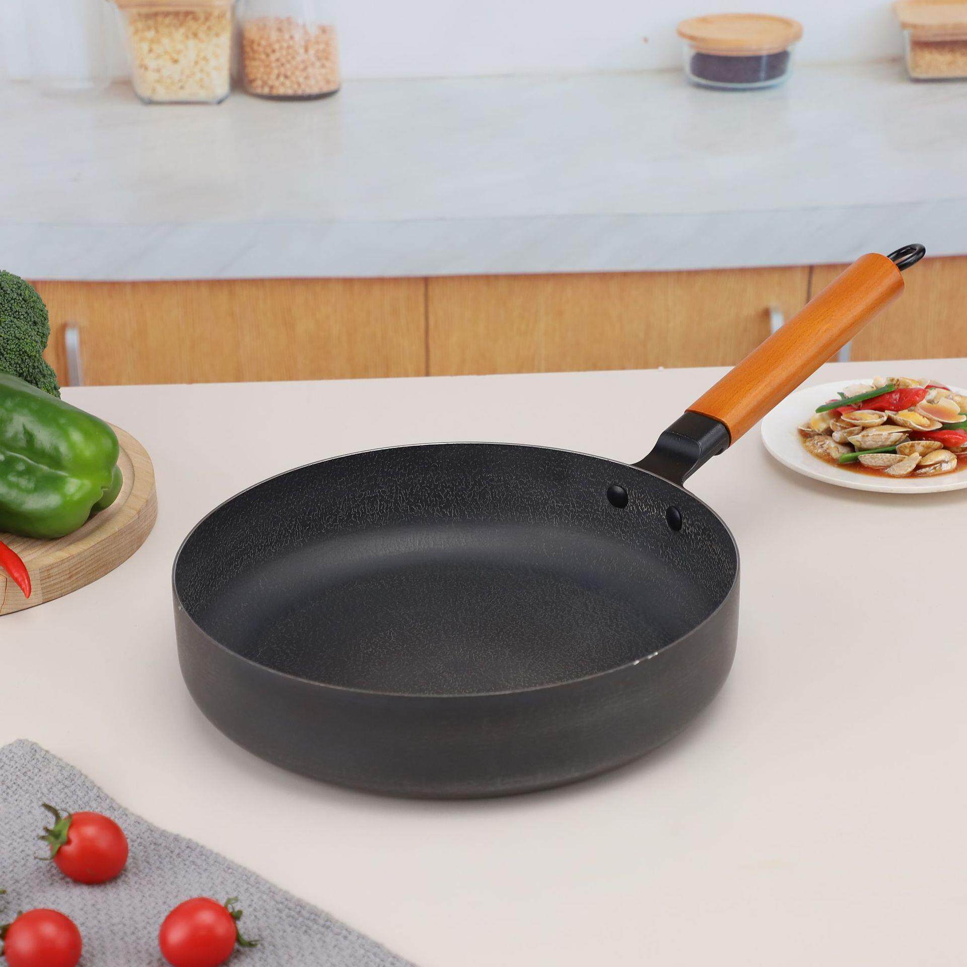 铁锅已开锅不生锈铸铁一体电炒锅铁锅无涂层炒菜铁锅平底炒菜铁锅