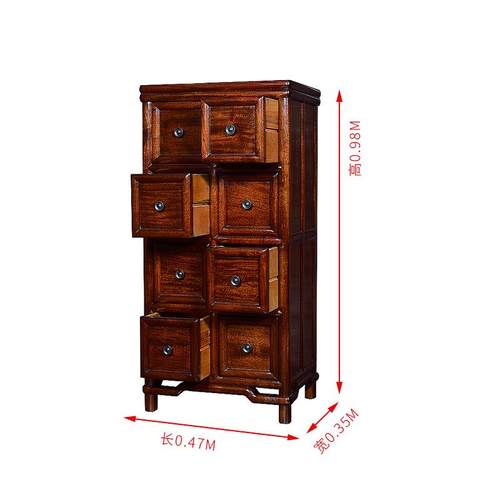 正品允典红木家花具梨木黑紫檀柜明实式八抽多宝格收纳柜储物全木