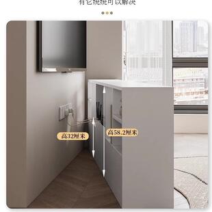 现代简PZM约薄电视柜木生态板物收纳储柜超一体高款无腿落地格实