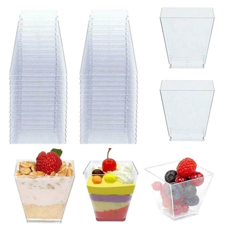 25/50/100 pcs 60ML Disposable Plastic Dessert Cup Portion Tr - 实物图