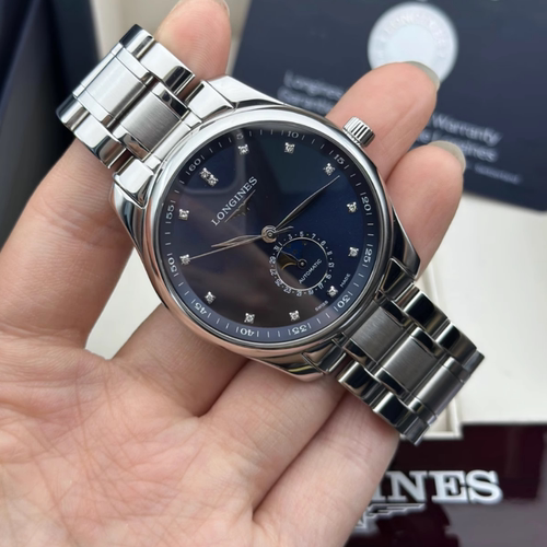新款盒证9.8新 浪琴名匠精钢自动机械腕表月相男表L2.909.4.97.6