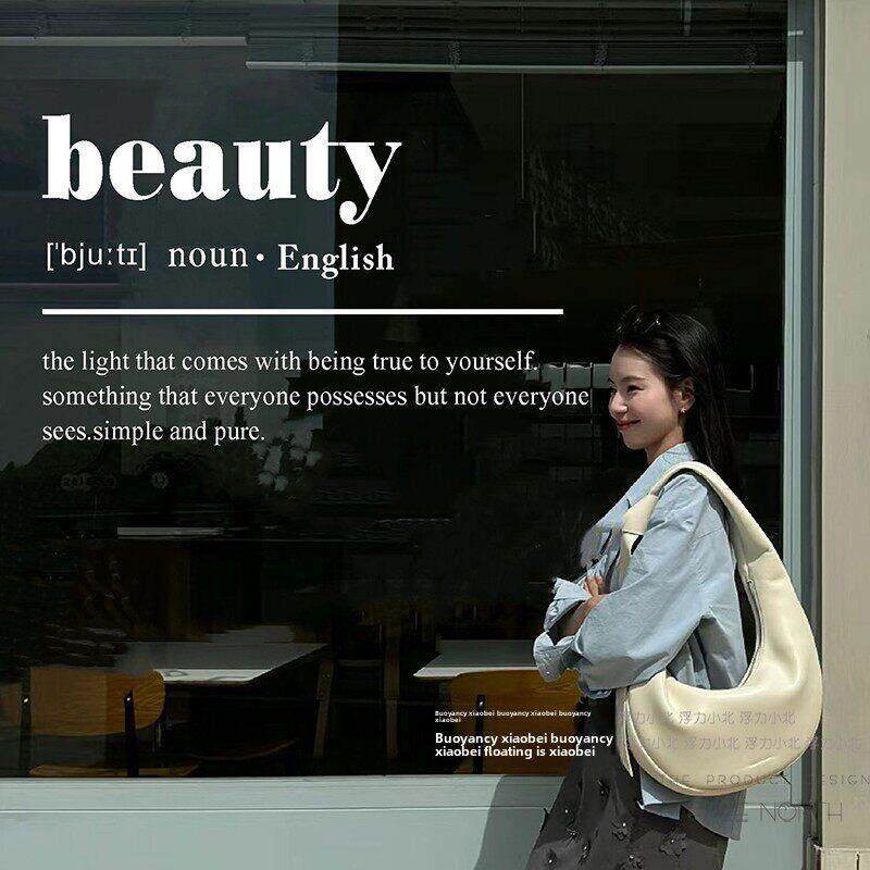 beauty美丽英文字母服装店铺玻璃门橱贴纸 窗户拍照背景装饰墙贴