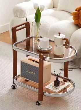 置物架几BJ320023沙发璃移推茶几樱桃爆樱桃木边小车推车款实玻日