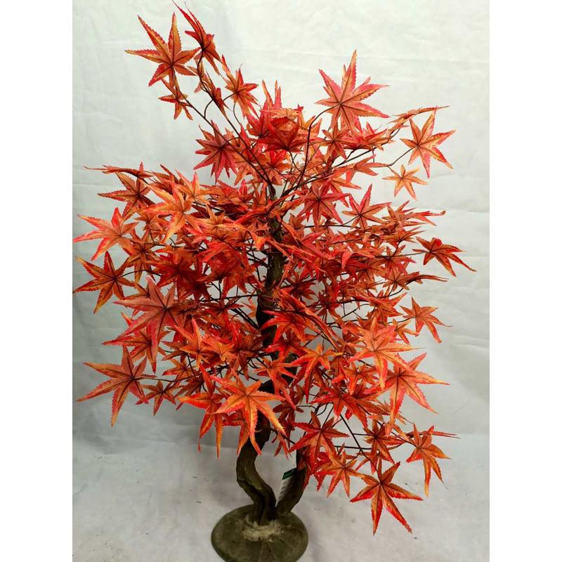 盆景假假盆栽花装饰植物摘仿真花植假绿树枫树盆塑料红枫摆件仿真