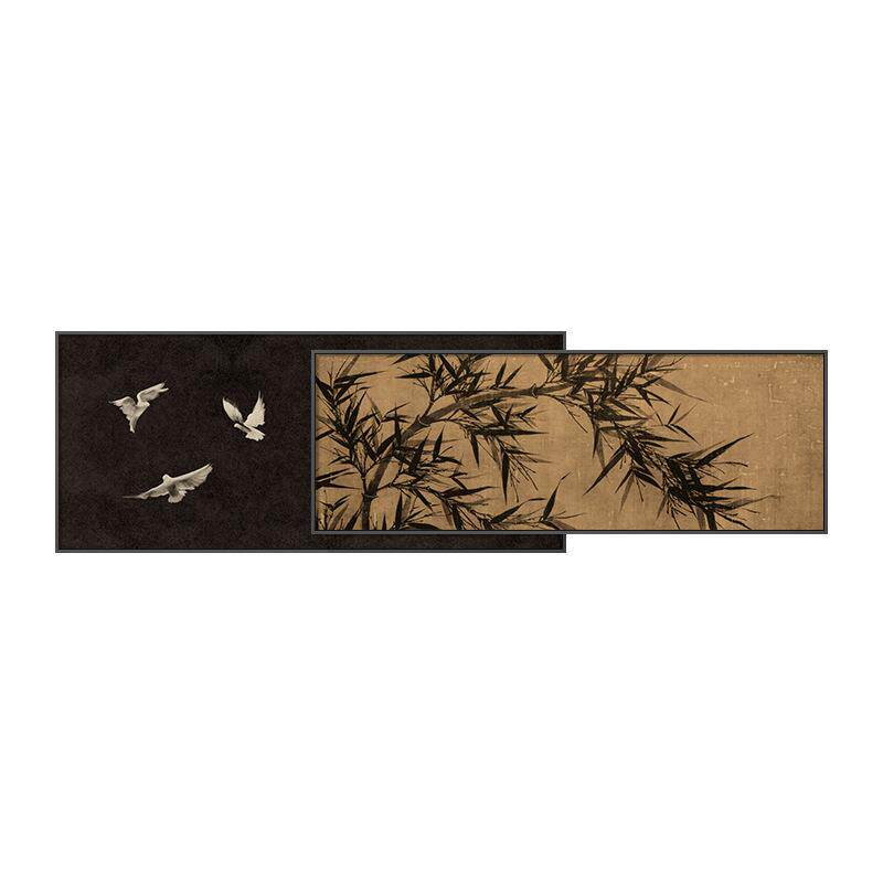 中古风客厅装饰画法式复古沙发背景墙壁画高级感中式国风竹子挂画