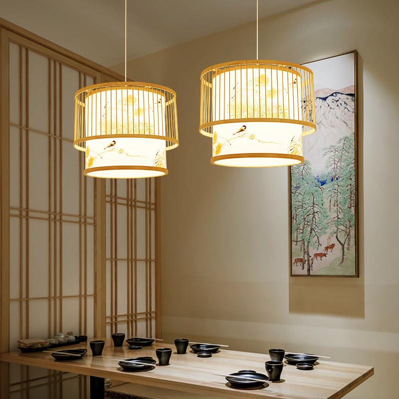 新中式竹吊灯简约复古餐厅灯具古典乡村客厅书房卧室东南亚灯饰