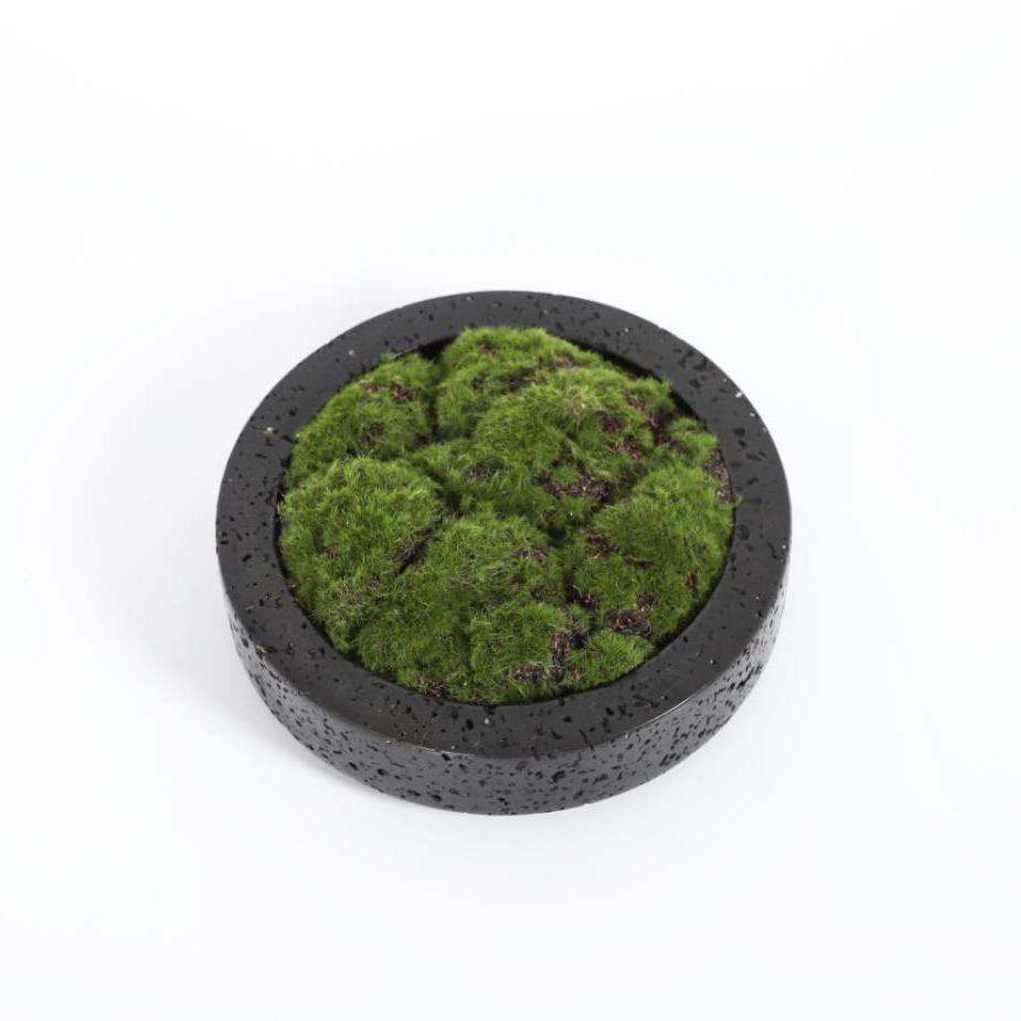 新中式现代仿洞石黑色树脂花盆仿真绿植装饰客厅桌面艺术装饰摆件