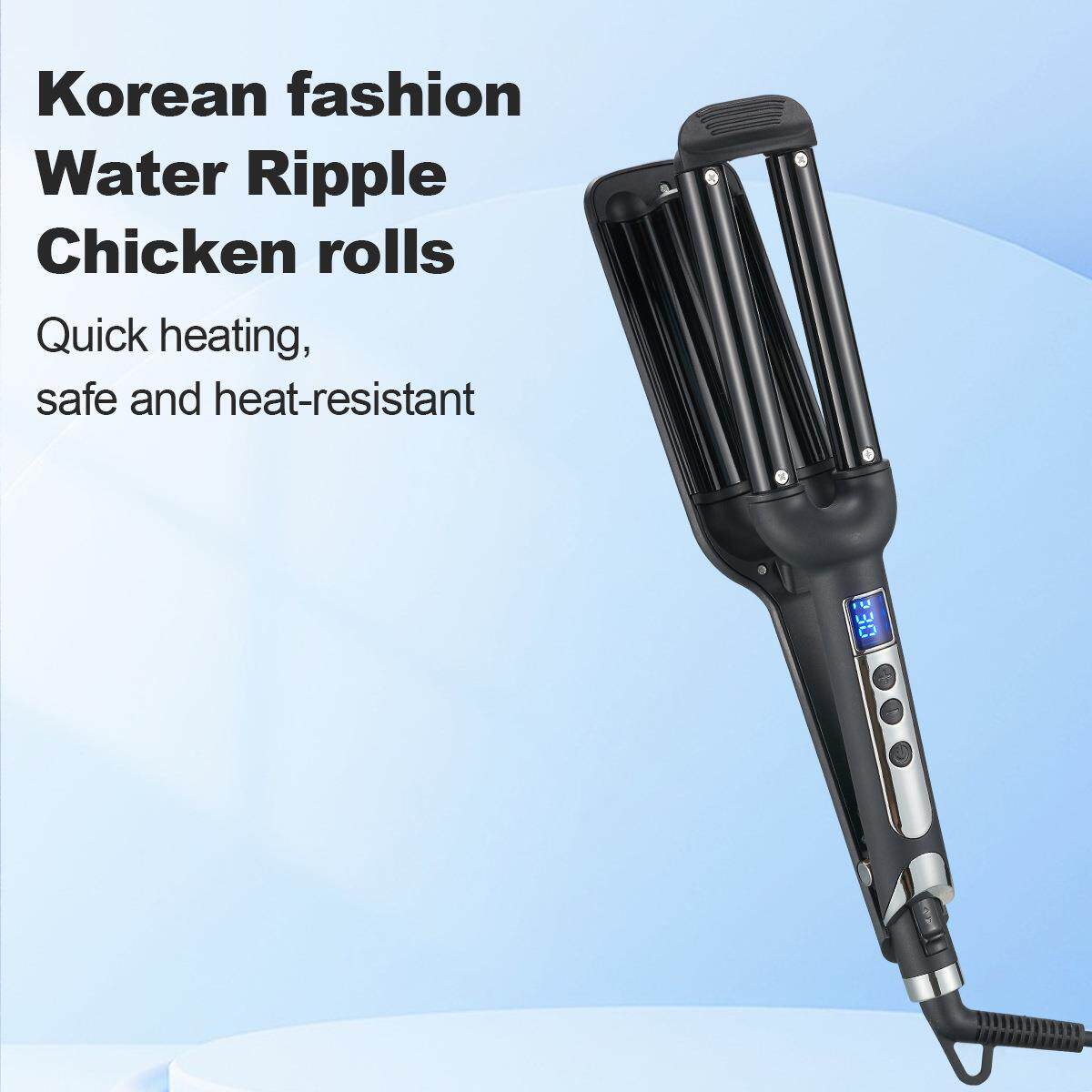 亚马逊热销16mm蛋卷陶瓷头波浪棒伤发蛋卷卷发器大卷水波纹器波浪