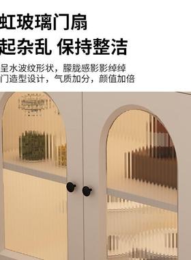 奶油风漆餐边柜RCM家客厅厨用收纳储物柜一体靠房墙边柜茶水柜酒