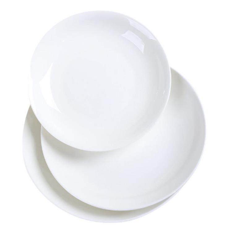 菜盘碟子白色骨瓷盘子陶瓷餐盘组合套装纯白深盘白瓷餐具简约餐具