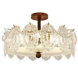 法式复古水晶卧室吊灯北欧简约餐厅吸顶灯轻奢创意贝壳客厅灯