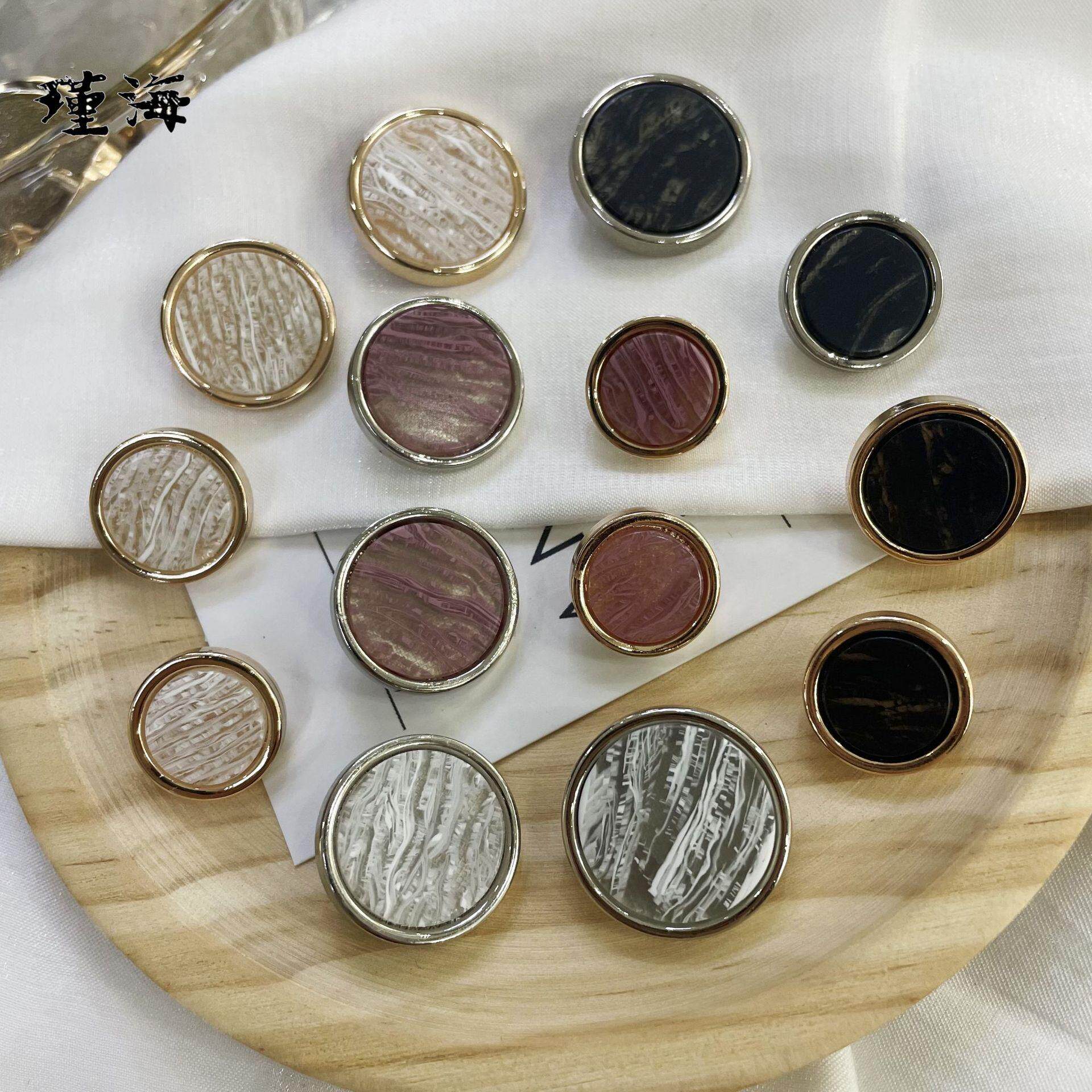 瑾海 金属纽扣INS气质款圆形锌合金醋酸仿蕾丝面西装呢子大衣扣子