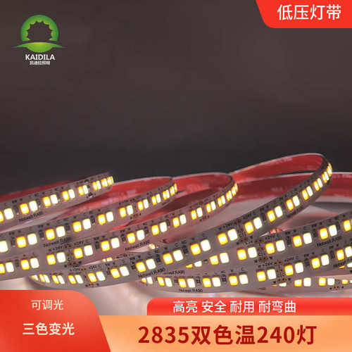高亮2835智能家居双色温led灯带240灯镜前灯低压24v灯条可调色温