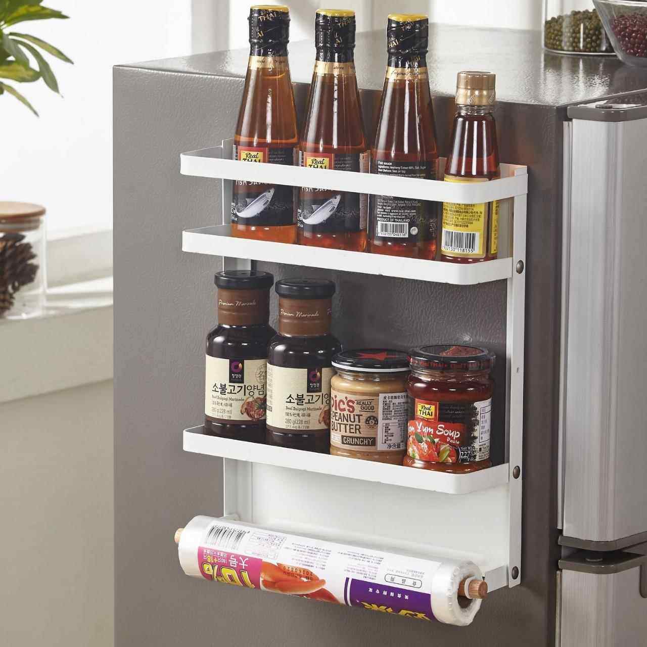 热卖新款折叠款磁铁小号冰箱架家居厨房用品磁性壁挂展示置物架