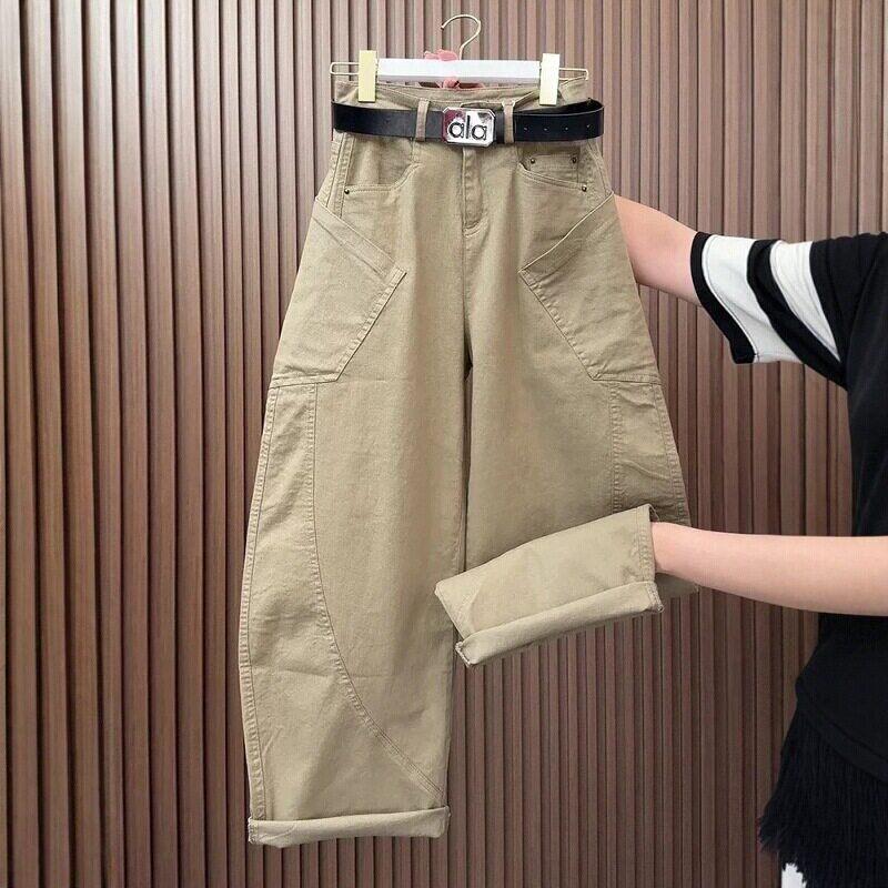 潮牌洋气宽松哈伦裤女春季新款高腰显瘦休闲裤时尚弯刀裤直筒长裤