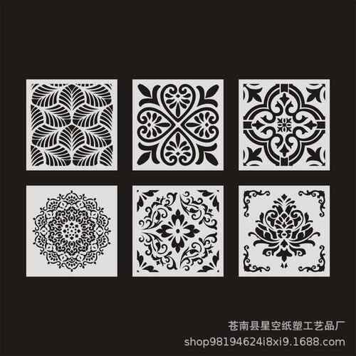 跨境热卖 Mandala 30*30 墙绘 地板家具装饰 绘画模板 亚马逊