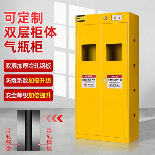 全钢气瓶柜防爆安全柜氮气乙炔甲烷双瓶实验室储存箱
