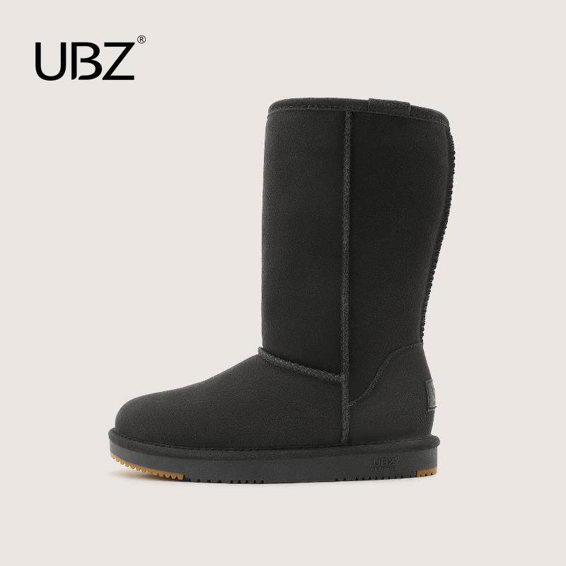 高档UBZ 防水地冬靴长女高筒2024新雪款季加绒真皮加厚东北棉鞋筒