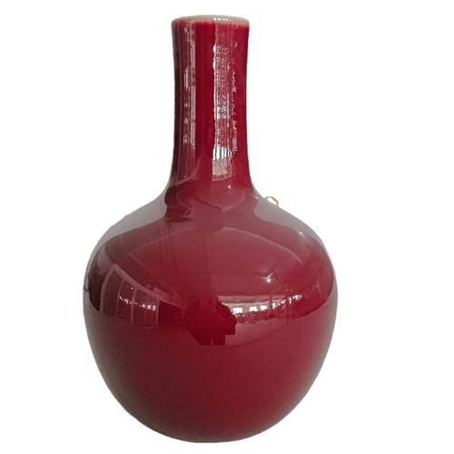 陶瓷花瓶郎红釉瓷瓶客厅电视柜插花中式瓷器摆件装饰品