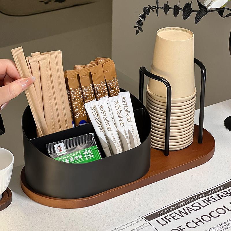 纸杯架取杯器放置桌面茶水杯收纳吧台咖啡角布置一次性杯子置物架