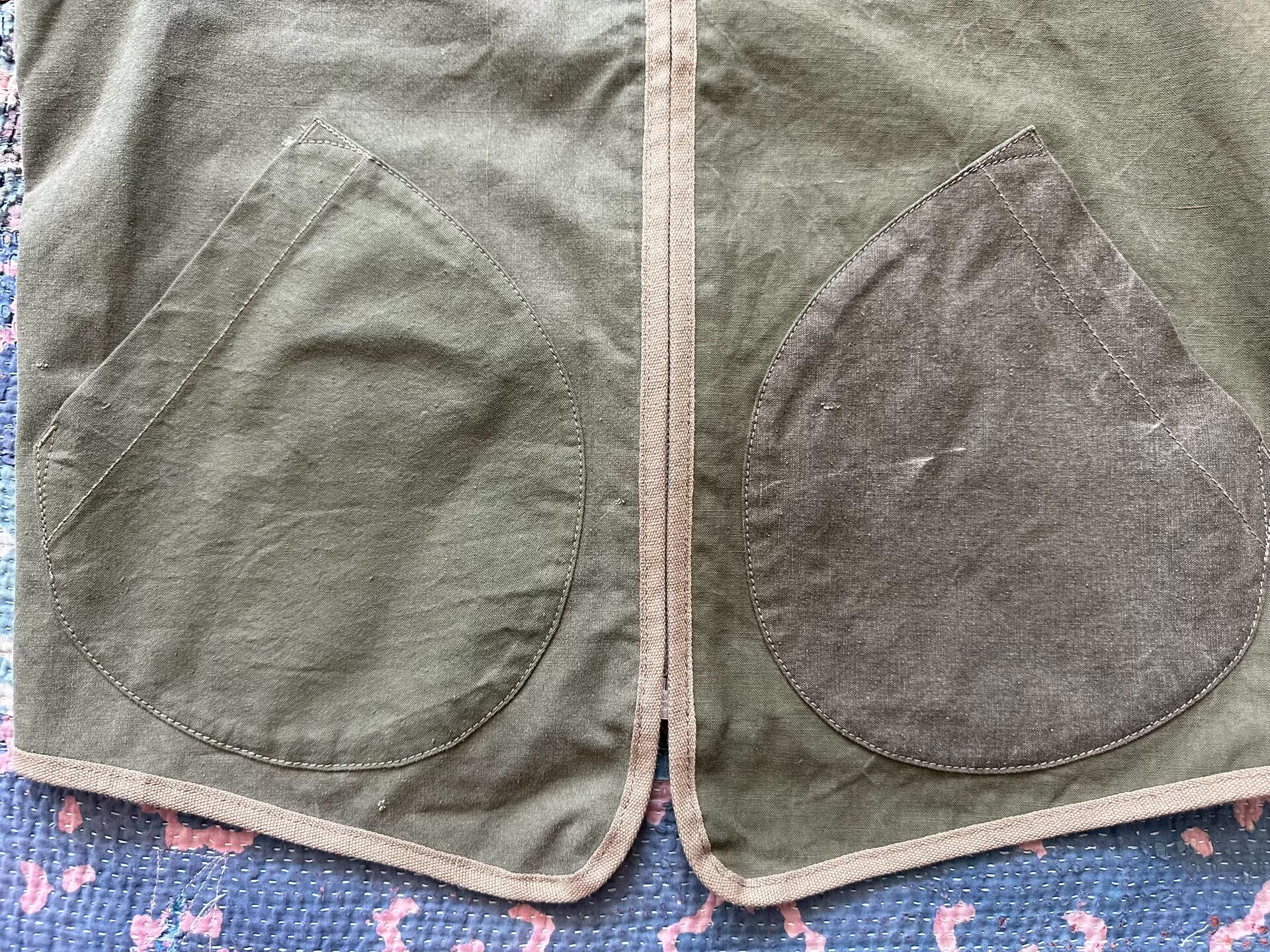 RRL Green Canvas Patchwork Vest — detail