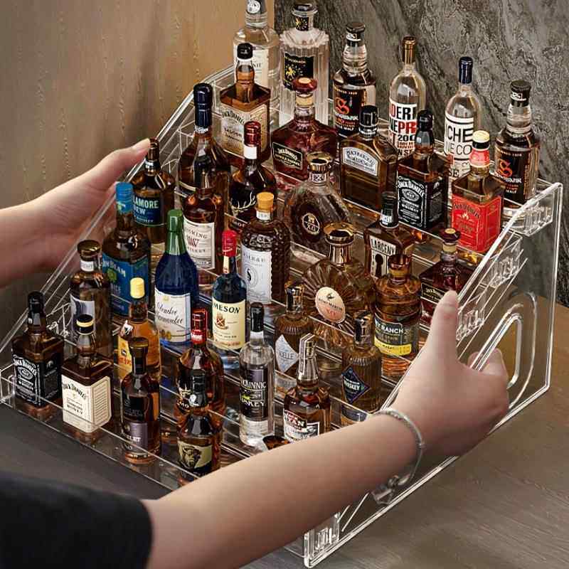 家用小型多层酒架置物架阶梯式简约鸡尾酒展示架桌面洋酒摆放架子图片
