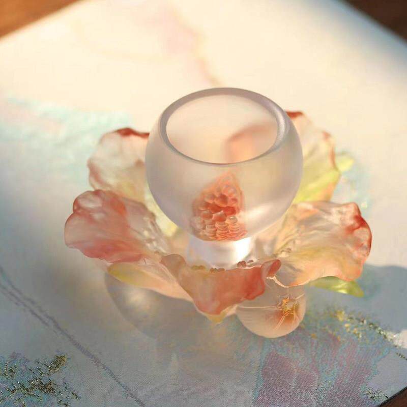 琉璃杯十二花神桃花紫薇茶杯主人杯托 托杯垫功夫茶具品茗杯