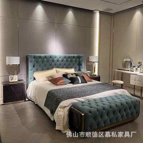 意式轻奢真皮床主卧双人床简约后现代高靠背婚床设计师网红1米8大