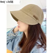 显脸小帽子女空顶帽小众复古鸭舌帽露思款 渔夫帽素颜遮脸太阳帽潮