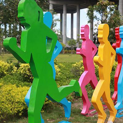 跑道人物雕塑su摆件抽象片状人像艺术品玻璃钢制户外大型工艺品