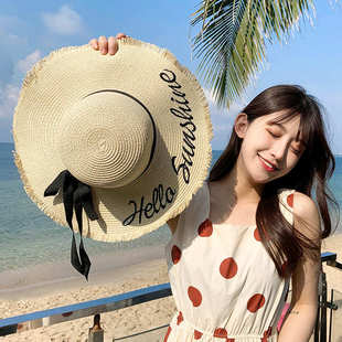 度假出游網紅小清新百搭太陽帽 草帽女防曬遮陽沙灘海邊大帽檐韓版