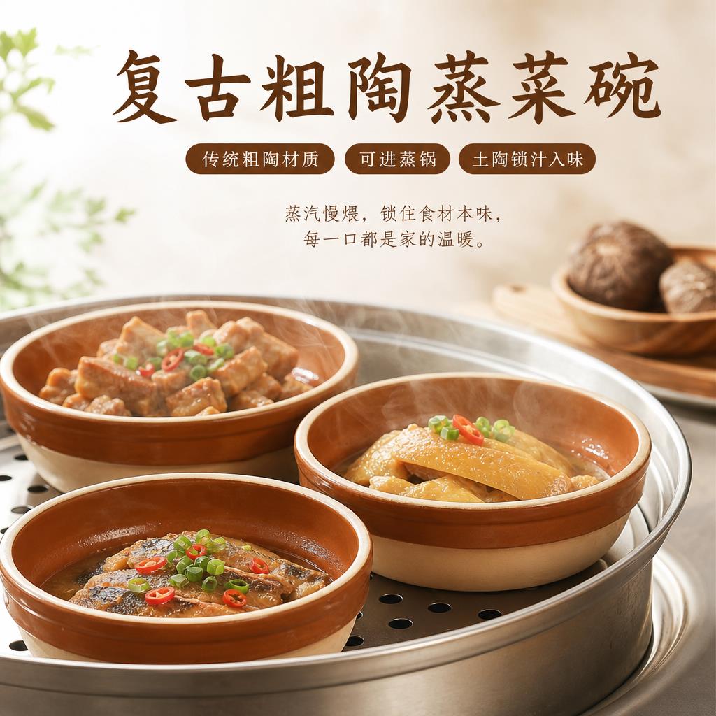 蒸饭碗土陶蒸笼饭碗陶瓷饭钵蒸菜碗饭店专用钵仔碗蒸饭土碗饭碗