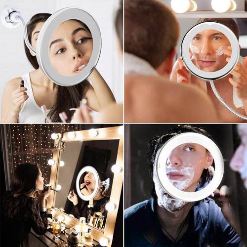 10X LED Mirror Makeup Mirror Flexible Mirror Illuminated Mag