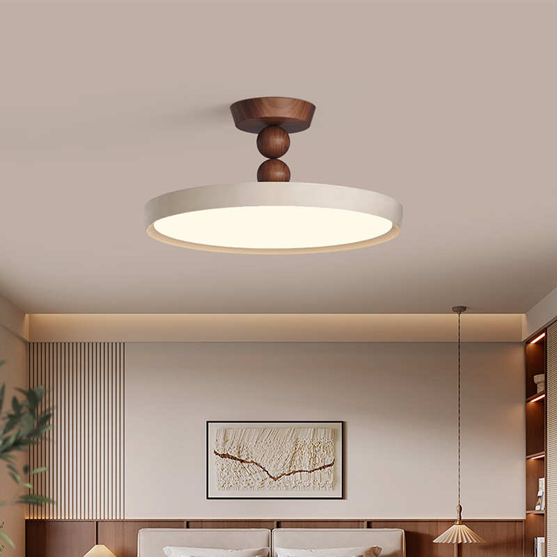 法式中古风卧室吊灯超薄飞盘书房护眼灯日式侘寂风美式复古吸顶灯