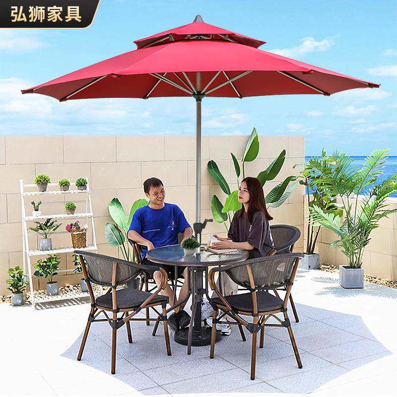户外伞中柱遮阳伞外摆商业街咖啡厅奶茶店桌椅伞庭院露天太阳伞