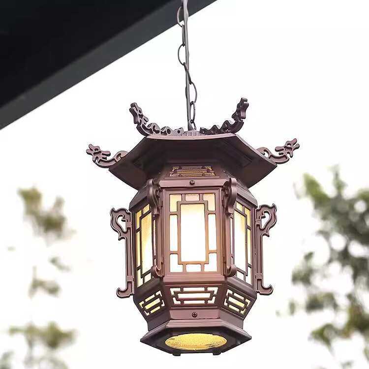 仿古灯笼国风吊灯宫灯中式六角亭古典阳台凉亭庭院门口吊灯花架灯